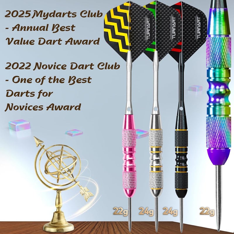 Turnart Darts Metal Tip Set - Steel Tip Darts Darts Set Professional Metal Darts 12 pcs 22/24 Grams Pro Dart Set with Stylish Case Aluminum Shafts Extra 9 Flights - Image 5
